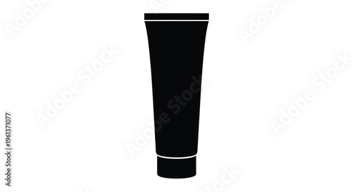 Simple black tube of cream depicted as a stark silhouette