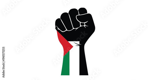 Raised fist holding a palestine flag a powerful symbol of resistance silhouette