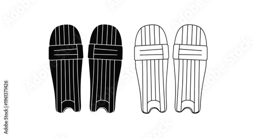Four cricket leg guards displayed in varying shades a striking silhouette