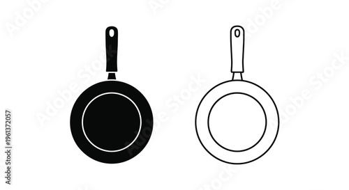 Two frying pans one black and one white in a graphic silhouette
