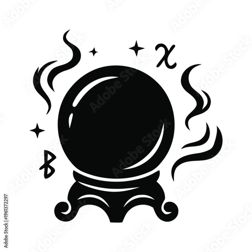 Magic Crystal Ball Silhouette Icon 