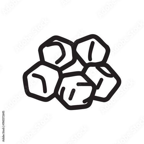 An illustration of a group of ice cubes outlined clearly on a white background.