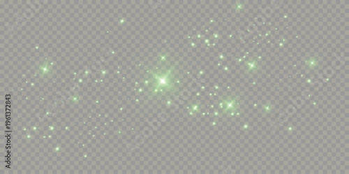 Magic and festive glow, christmas glowing bokeh confetti and glitter texture overlay, twinkling light garland, festive sparkling green dust png, invitation, banner, advertising.