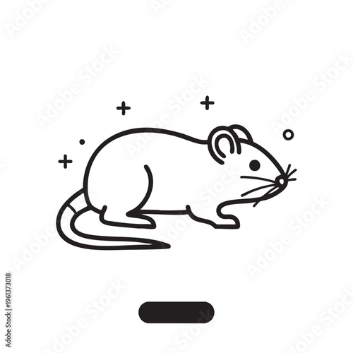 An illustration of a cute mouse rodent in a magical setting with sparkles around.