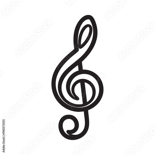 An illustration of a treble clef music symbol on a white background