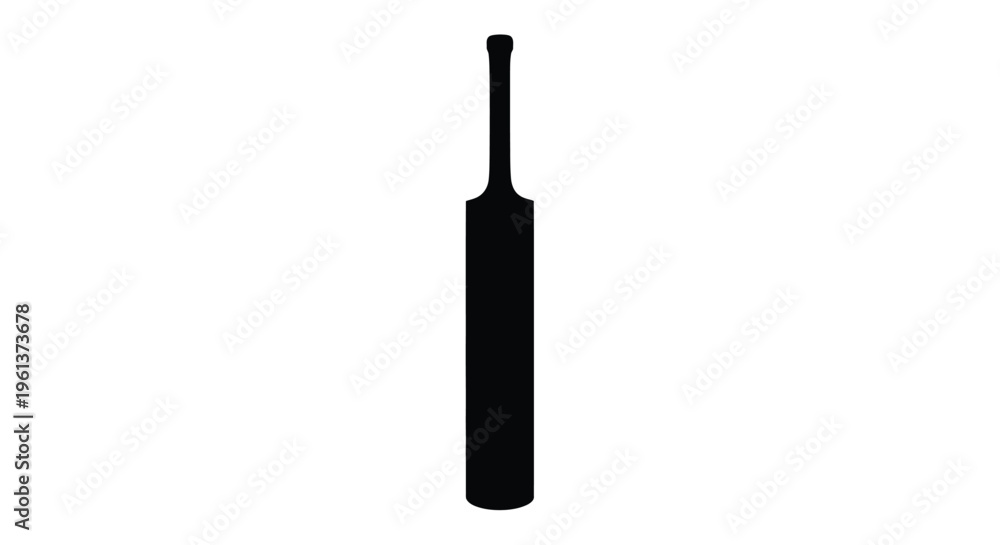 Obraz premium A simple black silhouette of a cricket bat against white background