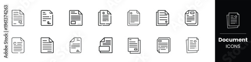 Document icon, file page symbol, paper document vector, text file icon, office document UI icon, report file outline, minimal clean document icon