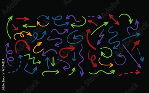 Colorful arrows in different directions on a for design and navigation concepts