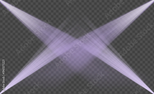 Vector illustration of lighting, including ceiling and floor spotlights, stage lighting, theater stage lighting, and concert hall lighting on a transparent background. Isolated lighting.