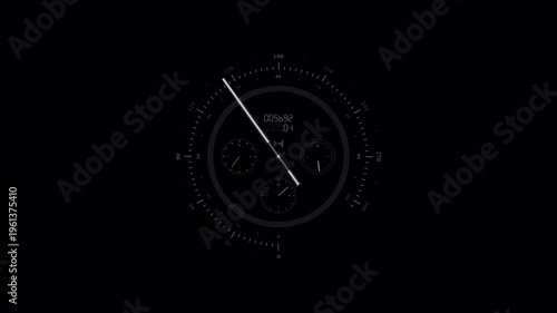 Advanced radar HUD with multiple data indicators and circular interface elements on dark background. Ideal for sci-fi visuals, analytics systems, and tech overlays.