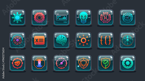 A vibrant, glowing gear icon on a dark screen, evoking a sense of technology and innovation.