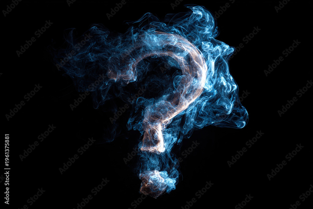 Fototapeta premium Smoke Question Mark on Dark Background Mystery Concept