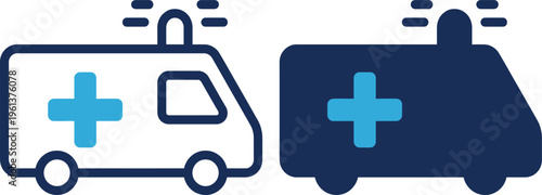 Medical emergency vehicles icons ambulance symbol illustration