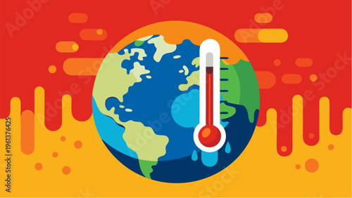 Global warming concept with earth and thermometer showing rising temperature and climate change crisis