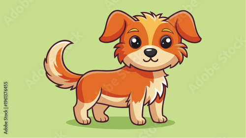 Cute cartoon dog standing isolated on background with friendly expression and playful pet character design