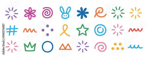 Colorful hand drawn doodle and symbols