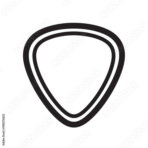 A clear outline of a guitar pick on a white background in simple style