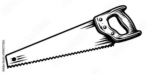 Classic hand saw featuring a long blade with sharp teeth and a comfortable grip, perfect for cutting wood