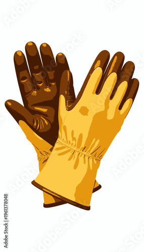 A pair of durable yellow work gloves made from tough synthetic material for optimal grip and protection in various demanding outdoor and indoor tasks