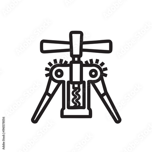 An outline illustration of a wine bottle opener is shown clearly.