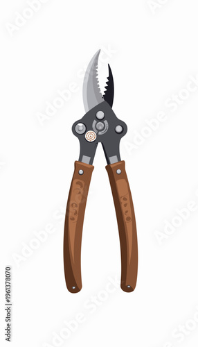 High-Quality Steel Hand Pruning Shears with Wooden Handles for Precision Gardening and Plant Maintenance