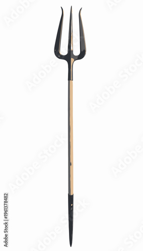 Traditional Three-Pronged Garden Pitchfork with Wooden Handle for Efficient Soil Aeration and Gardening Tasks