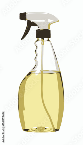 Transparent Spray Bottle Filled with Yellow Liquid Featuring Ergonomic Trigger for Convenient Household Cleaning Solutions and Easy Dispensing