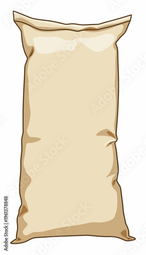 Illustrated Large Burlap Bag for Agricultural and Industrial Storage Solutions with Detailed Texture and Neutral Tone