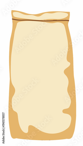Illustration of a Plain Brown Paper Bag with a Simple Design Suitable for Packaging and Storage Solutions