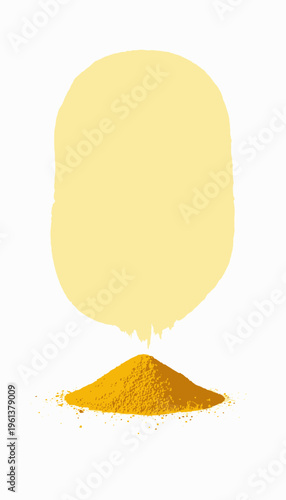 Bright Yellow Paint Splashing Over a Pile of Vibrant Yellow Powder on a Clean White Background Illustrating Creativity and Artistic Concepts