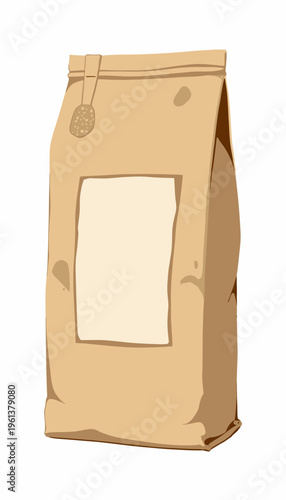 Eco-Friendly Kraft Paper Packaging Bag with Abstract Emblem and Minimalistic Design for Versatile Use