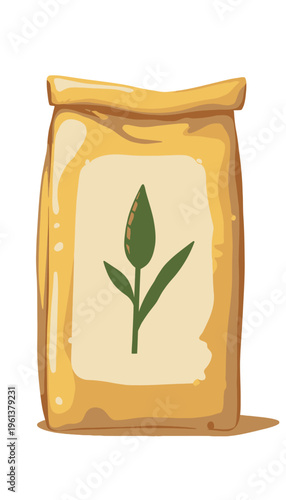 Eco-Friendly Biodegradable Packaging Featuring Green Leaf Illustration for Sustainable Products