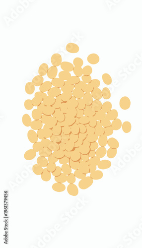 Oval yellow pills evenly scattered on white surface showcasing medication or supplement concept for health and wellness illustration