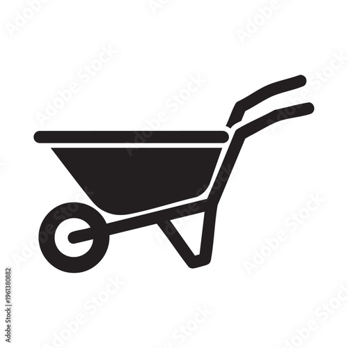 A clear outline illustration of a wheelbarrow