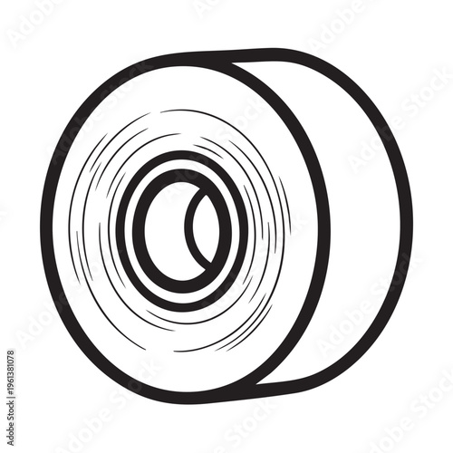 An illustration of a roll of duct tape outline in a clear and simple style.