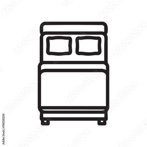 A clear outline illustration of a double bed with a simple design