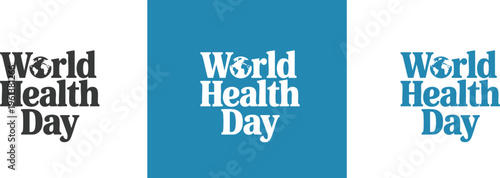 Logo typo for World Health Day and medical stethoscope with health care advertising and Promotional advertisement for medical hospital or clinics.