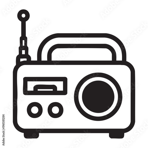 A clear outline illustration of a portable radio device.