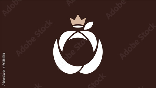 Abstract apple crown symbol on dark background