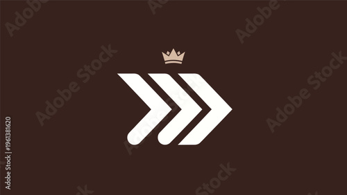 Abstract arrow design with crown on dark background
