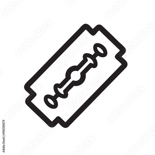 A clear vector illustration of a razor blade outline on a white background.
