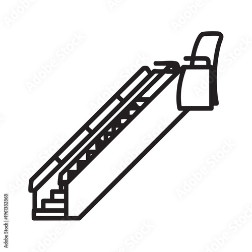 Airplane boarding stairs lead to aircraft door for passenger embarkation process