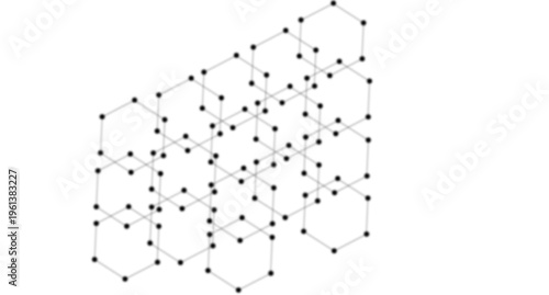 Black dots connected by lines Hexagonal Network Of Connected Nodes Representing Molecular Structure pattern on white background.