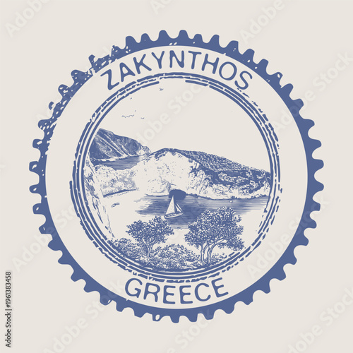 Zakynthos Ionian Islands Passport Cancellation Stamp Postmark Travel.