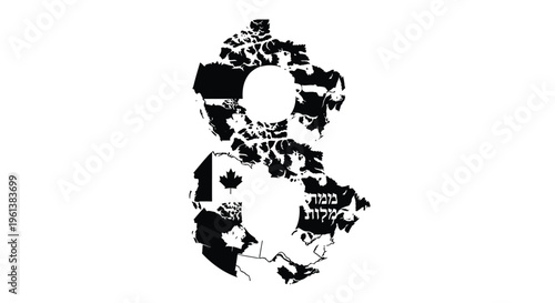 Stylized map of canada formed within a bust silhouette with a circular element