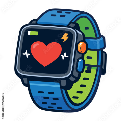 Smartwatch monitoring heart rate on its screen, symbolizing fitness tracking, health tech, and connected lifestyle