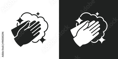 Hygiene Hand Wash Icon Set – Glyph Style Vector Illustration