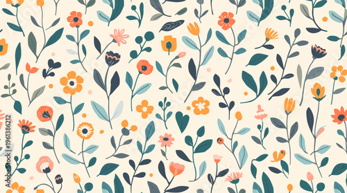 A serene and modern floral design with gray stems and orange flower on a beige background, evoking a sense of calmness and simplicity.