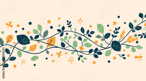 A simple and modern illustration of leaves on a beige background, conveying a sense of calmness and serenity, perfect for use in design projects or as
