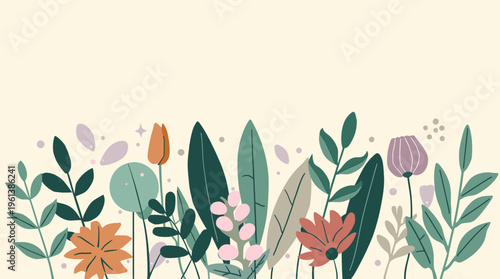 A simple, modern illustration of a leafy branch on a cream background, evoking a sense of calmness and serenity.